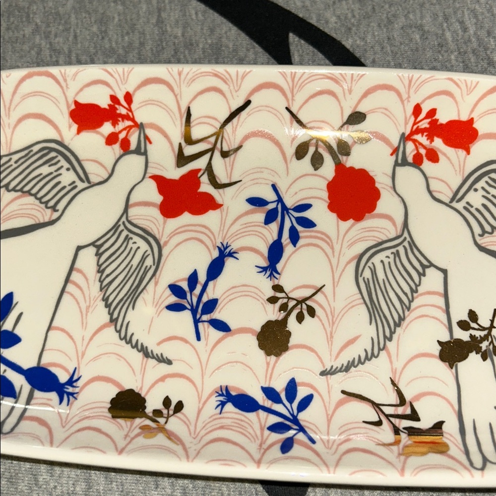 ANTHROPOLOGIE TRAY DISH LAUREN McINTOSH DECALED STONEWARE TRINKET CATCHALL - Picture 10 of 13